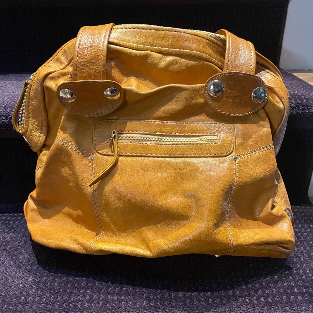 Gusto leather mustard large handbag
